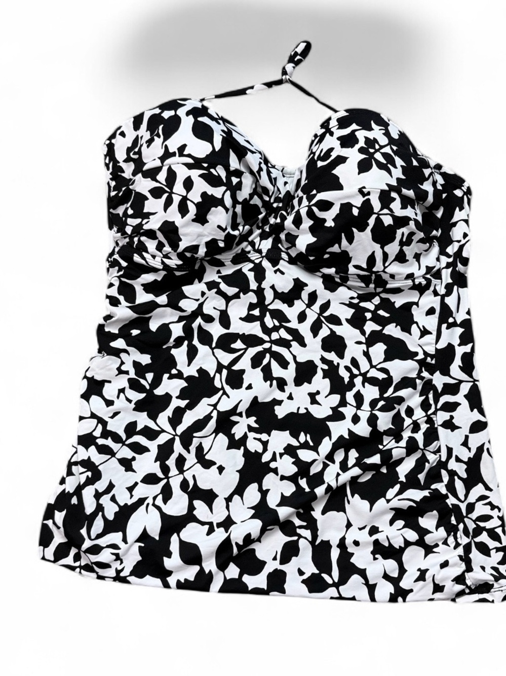 Lauren Ralph Lauren Black & White Floral Halter Swim Top